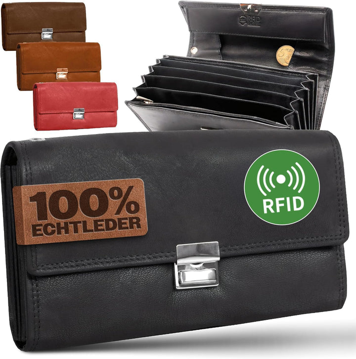 Echt Leder Kellner Geldbörse Profi Kellnerportemonnaie weich RFID | Kellnerbörse (18,5 x 9,5 x 4,5cm