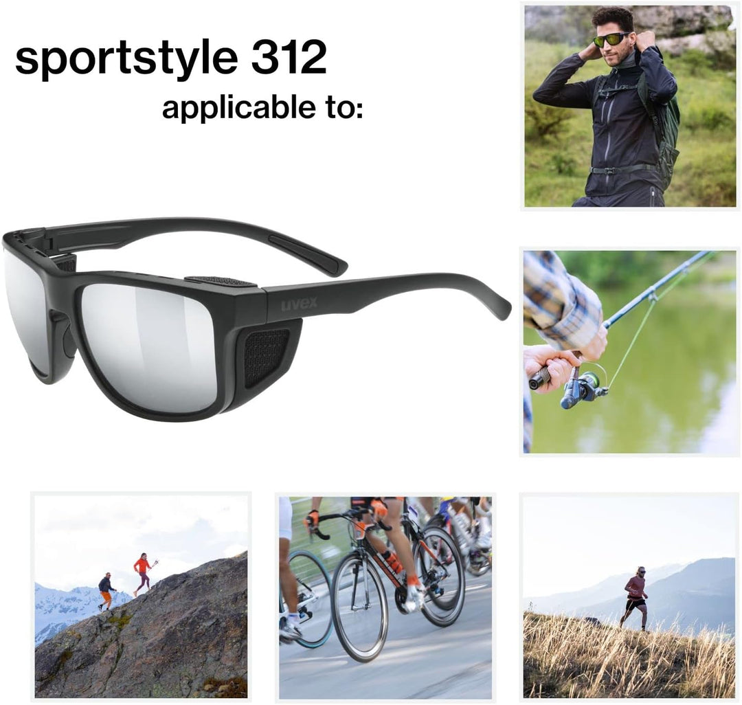 uvex Unisex Sportstyle 312 Sportbrille (1er Pack) Einheitsgrösse black mat/silver, Einheitsgrösse bl