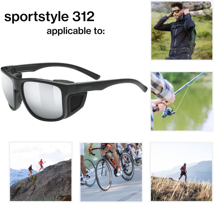 uvex Unisex Sportstyle 312 Sportbrille (1er Pack) Einheitsgrösse black mat/silver, Einheitsgrösse bl