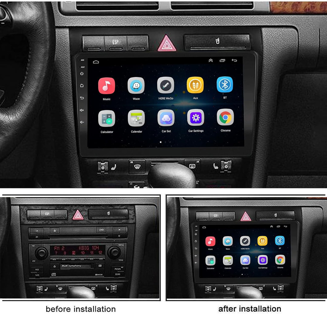 EZoneTronics Carplay Radio Android Auto Radio für Audi A6 C5 1997-2004 S6 1999-2004 mit 9 Zoll Touch