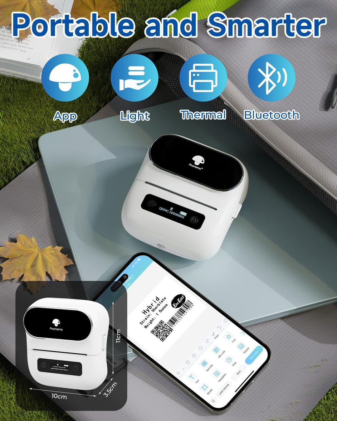 Phomemo M220 Etikettenmacher, Bluetooth-Etikettendrucker für Barcode, Adresse, Haus, Mailing, Kleinu