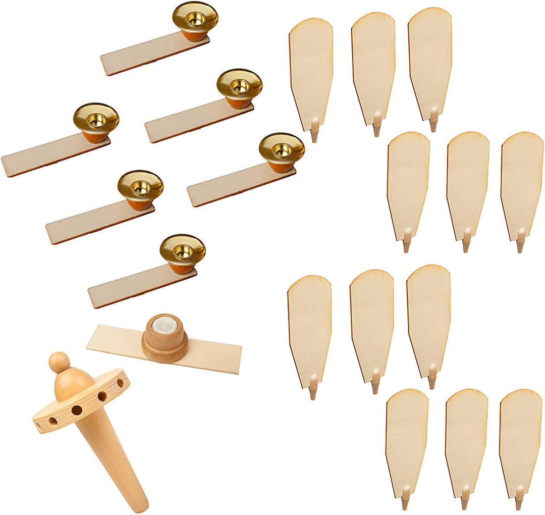 BRUBAKER Ersatzteile Komplett-Set für Weihnachtspyramiden 45 cm / 60 cm Holz naturfarben mit 12 Flüg
