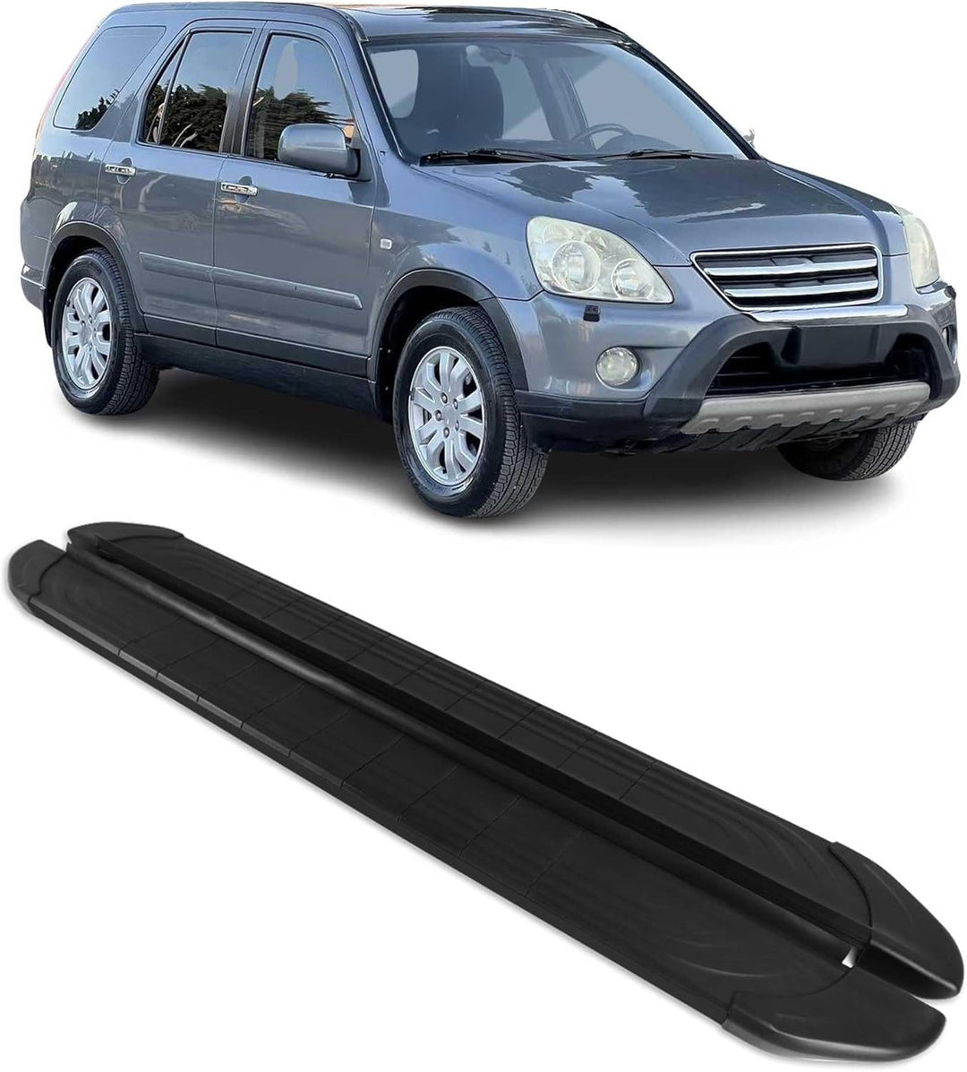 OMAC Trittbretter Seitenschweller kompatibel mit Honda CR-V 2001-2006 Aluminium Schwarz 2tlg APA / S