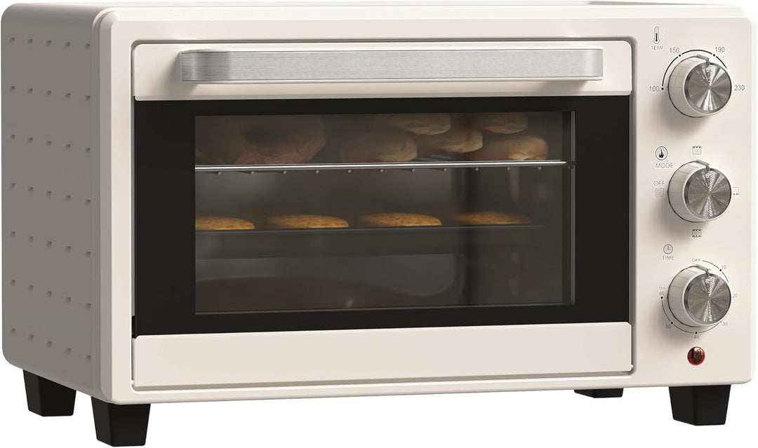 HOMCOM Mini Backofen 21L Pizza-Ofen, Miniofen inkl. Backblech, Grillrost und Krümmelblech, 1400W Tis