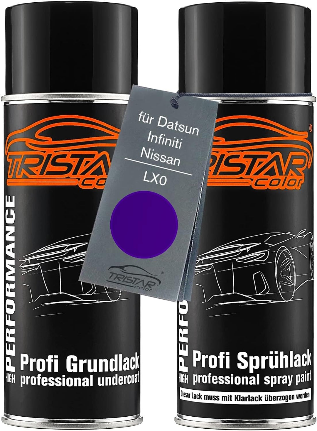 TRISTARcolor Autolack Spraydosen Set für Datsun/Infiniti/Nissan LX0 Midnight Purple III Metallic Gru