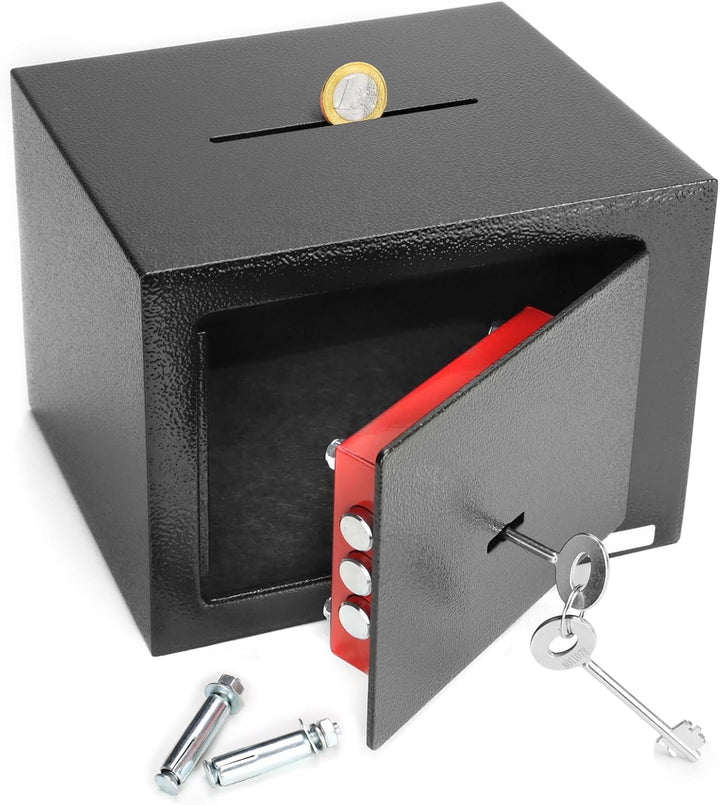 QWORK® Safe Tresor 23 x 17 x 17 cm mit Einwurfschlitz - Triple-Bit Schlüssel Möbeltresor - Hohe Sich