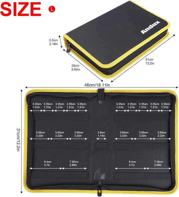 Andux Zone Werkzeugsätze Reissverschluss Aufbewahrungstasche für Werkzeugkoffer WJSNB-02 (Gelb,L) Ge