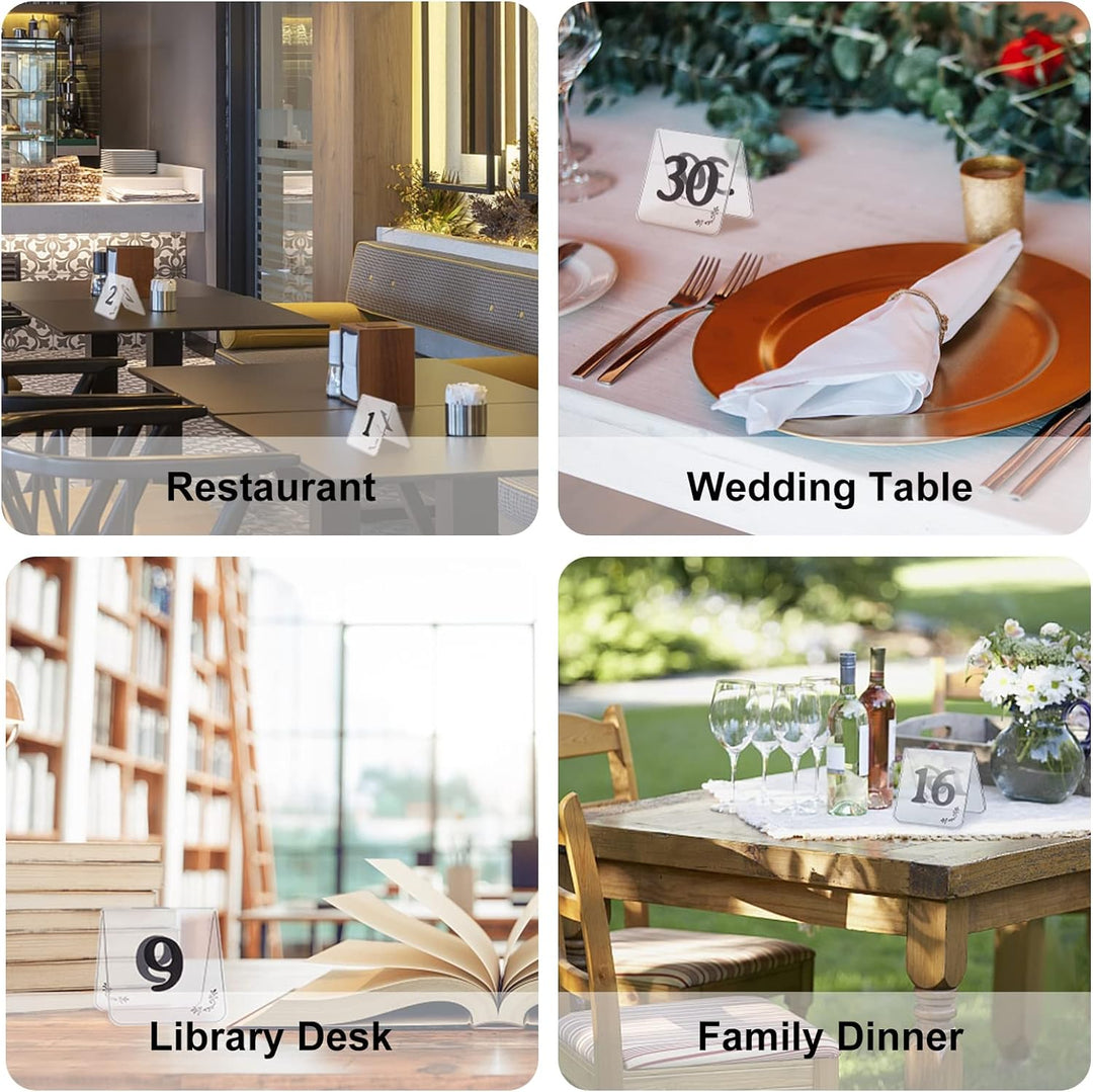 OLYCRAFT 30 Stück Acryl Zelt Tabelle Zahlen 1-30 Doppelseitige Tabelle Zahlen Schilder Nummer Tabell