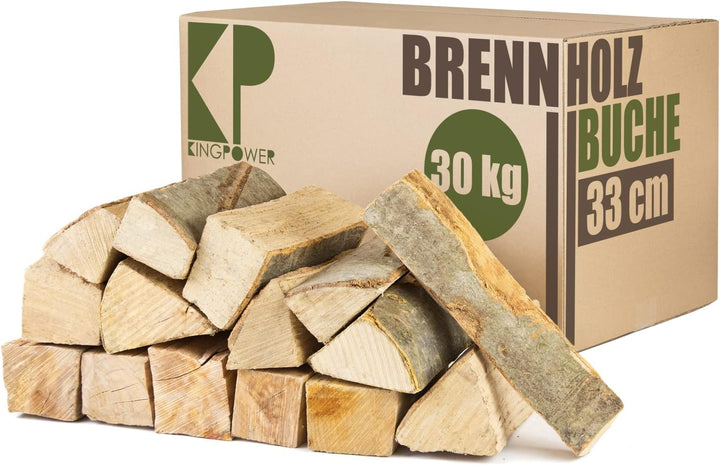 Buche Brennholz 33 cm Kaminholz 30, 60 oder 90kg für Kaminofen Lagerfeuer Feuerschale Ofen Grill Buc