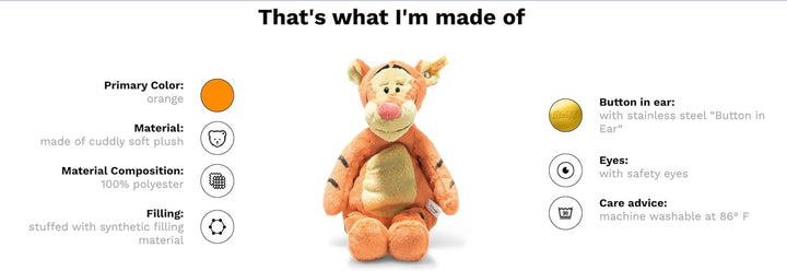 Steiff Kuscheltier Tigger aus Winnie Puuh, Süsses Stofftier, Jungen, Mädchen & Babys ab 0 Monaten, S