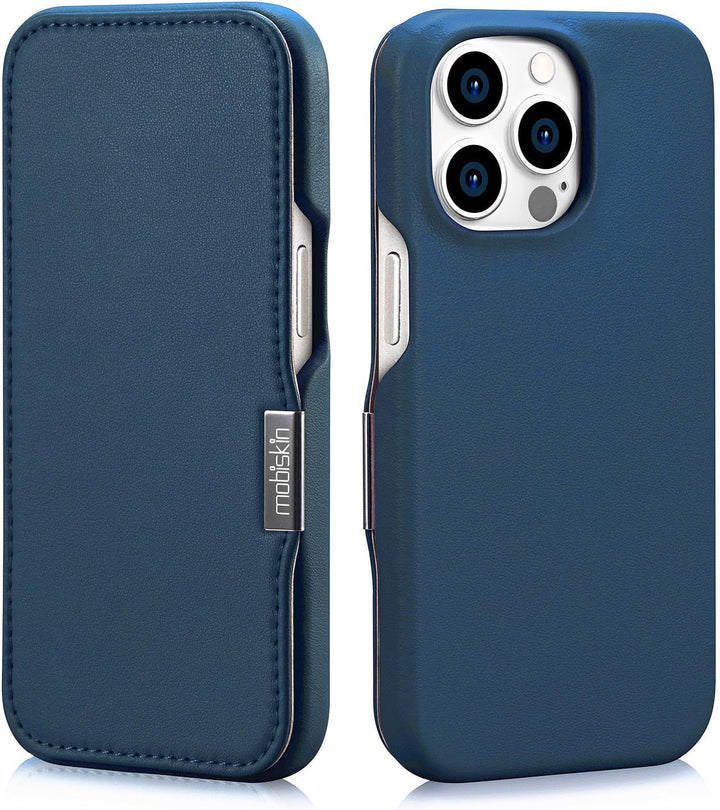 Mobiskin Hülle für iPhone 15 PRO (6,1 Zoll), Handyhülle mit Leder, Case kompatibel mit MagSafe, Schu