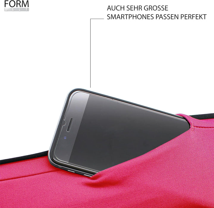 Formbelt® Plus Sport-Bauchtasche mit Reissverschluss, Laufgürtel für Handy Smartphone, elastische La