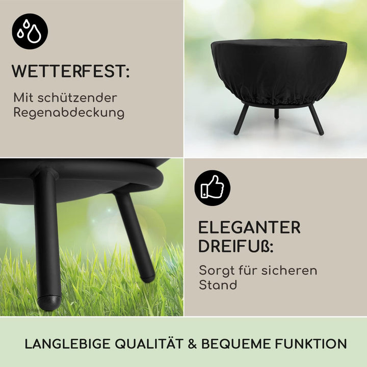 Blumfeldt Feuerschale, Outdoor Feuerstelle mit 3-Beinbein Standfuss, Kippbare Feuerschalen für den G
