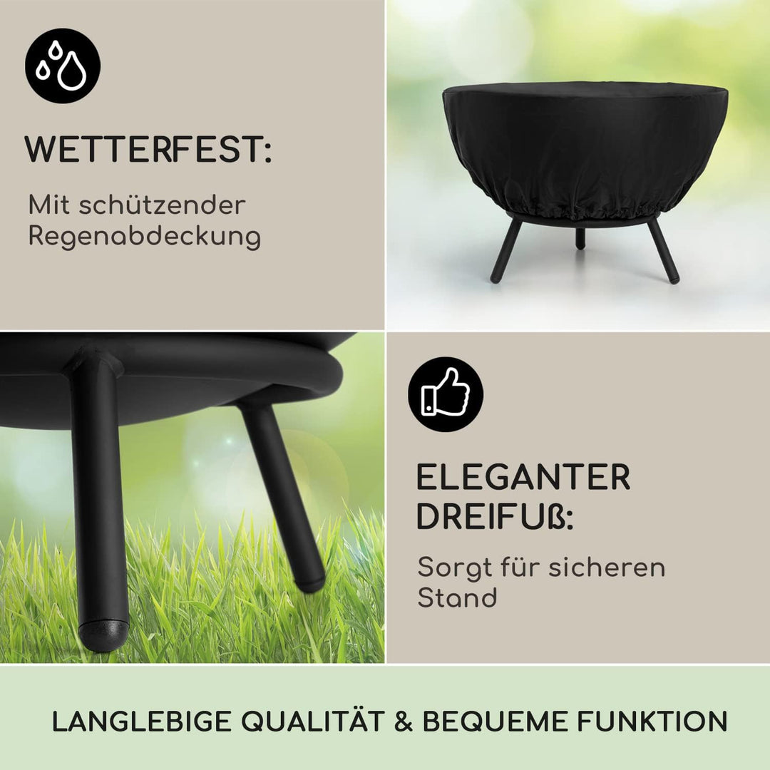 Blumfeldt Feuerschale, Outdoor Feuerstelle mit 3-Beinbein Standfuss, Kippbare Feuerschalen für den G