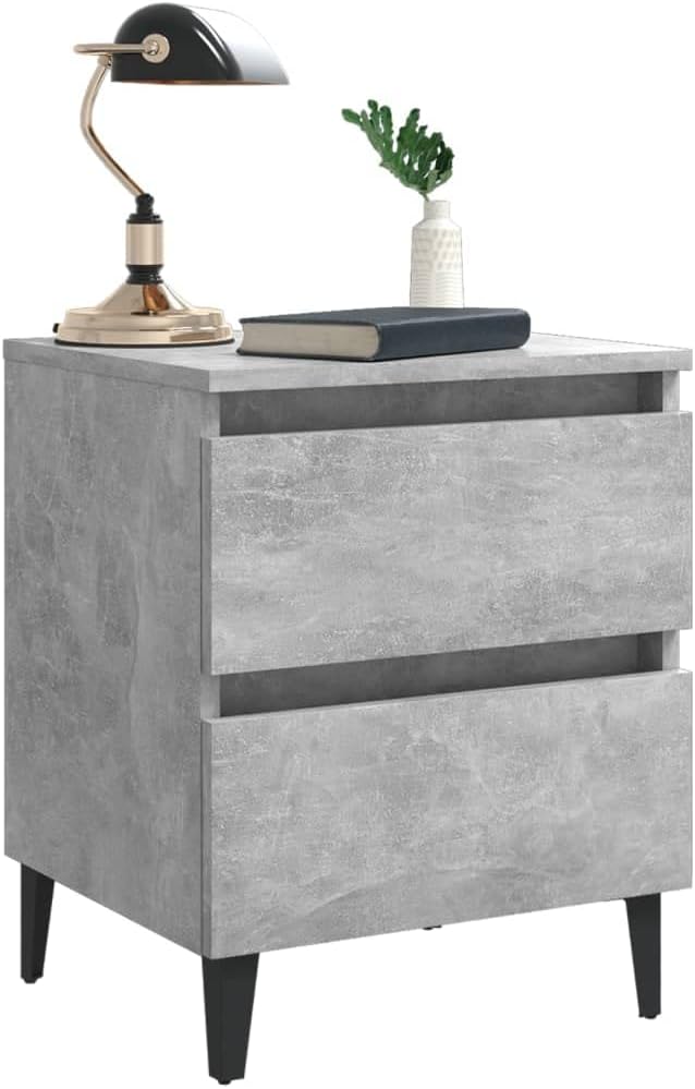 FIRBNUS Bedside Table Nachtkonsole Beistelltisch mit Stauraum Night Stand Nachttisch Betongrau 40x35