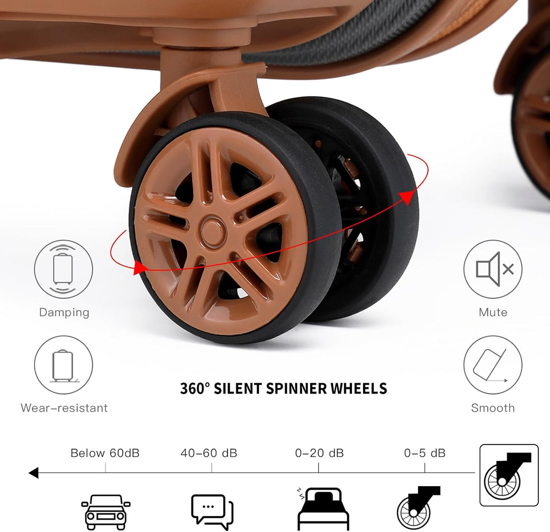 Kono Reisegepäck Set Leichter ABS-Hartschalen-Trolley mit 4 Spinnrollen und TSA-Zahlenschloss Grau/B
