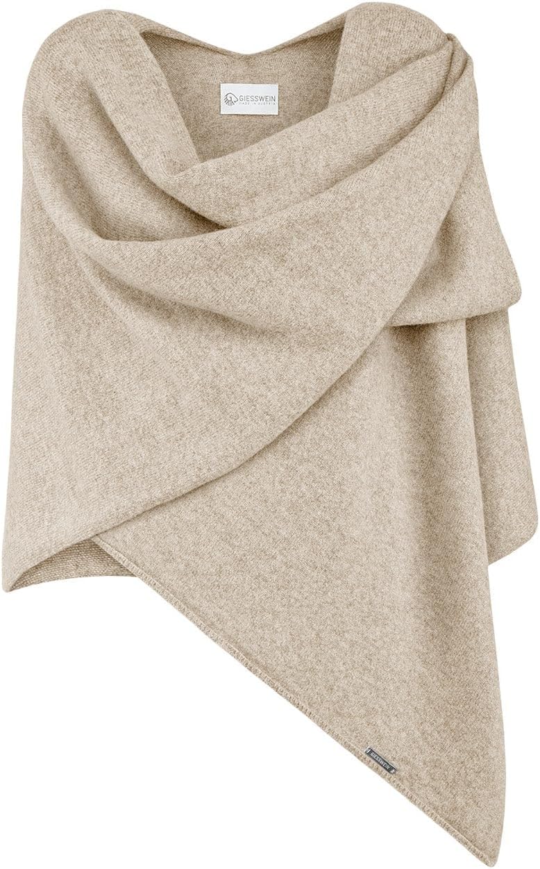 GIESSWEIN Merino Lambswool Cape - Eleganter Feinstrick Überwurf aus Lammwolle, Merinowolle Cape für