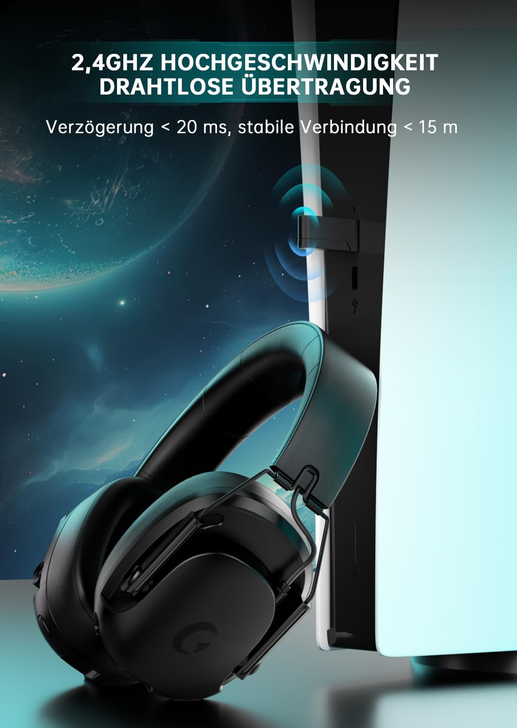 Gvyugke Wireless Gaming-Headset, Gaming-Headset für PS5/PS4/PC/Telefon, Rauschunterdrückungsmikrofon