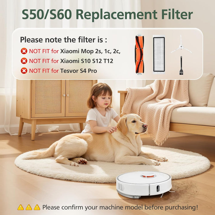 Isincer Ersatzzubehör für XIAOMI MI Robot Vacuum, Roboter Roborock S50 S51 Ersatzteile Bürste & Filt