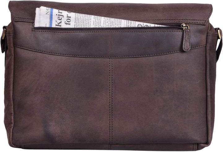 STILORD 'Rick' Schultertasche Leder für 15,6 Zoll Laptop Umhängetasche Aktentasche Bürotasche Unitas