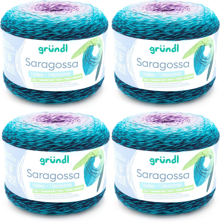 Gründl Wolle Saragossa (weiches Farbverlaufsgarn aus 50% Baumwolle und 50% Polyacryl, 250 g / 1000 m