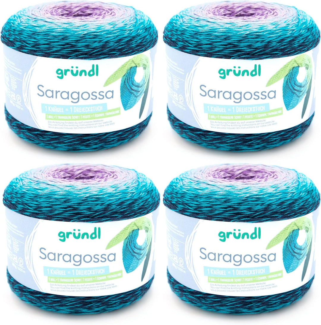 Gründl Wolle Saragossa (weiches Farbverlaufsgarn aus 50% Baumwolle und 50% Polyacryl, 250 g / 1000 m