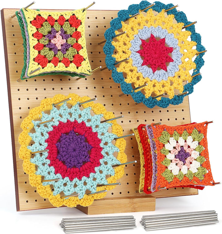 Coopay Granny Square Spanner, Gross Bambus Blocking Board 29 x 29 cm, Blocking Board Häkeln und 30 E