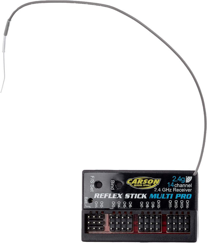 Carson 500501004 FS Reflex Stick Multi PRO LCD 2.4 GHz – 14-Kanal-Fernsteueranlage & 500501540 Model