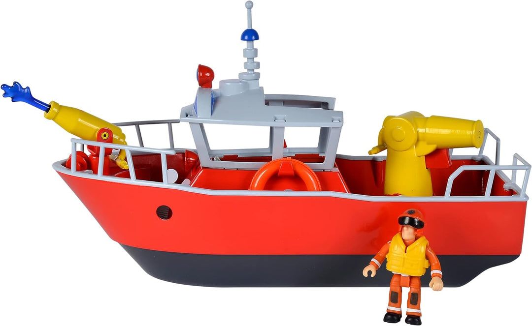 Simba - Feuerwehrmann Sam Titan Feuerwehrboot 32 cm mit Sam Actionfigur ab 3 Jahren
