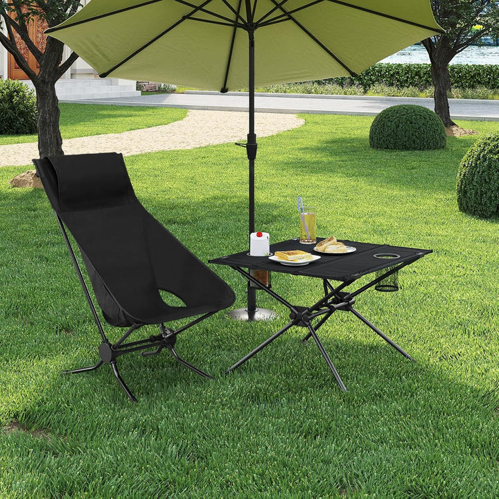 WOLTU Campingtisch tragbar, Ultraleichter Klapptisch mit 2 Getränkehaltern, Picknicktisch klappbar m