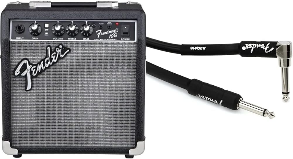 Fender Frontman 10G Combo Gitarrenverstärker & Professional Series Instrumentenkabel – 10 ft / 3 m G