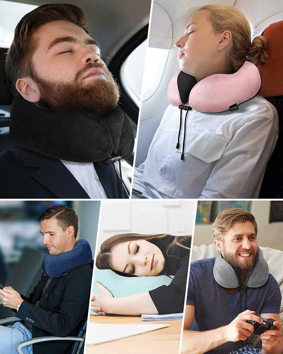 HOMIEE Reise Nackenkissen, Orthopädisches Nackenkissen Schlafen Memory Foam Stoff Ergonomisches Nack
