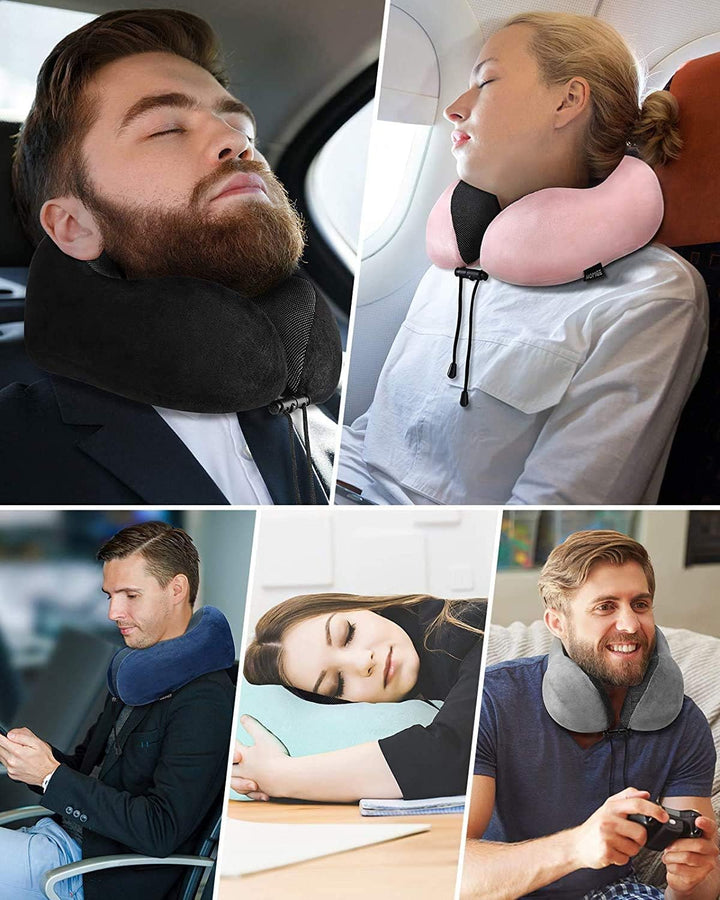 HOMIEE Reise Nackenkissen, Orthopädisches Nackenkissen Schlafen Memory Foam Stoff Ergonomisches Nack