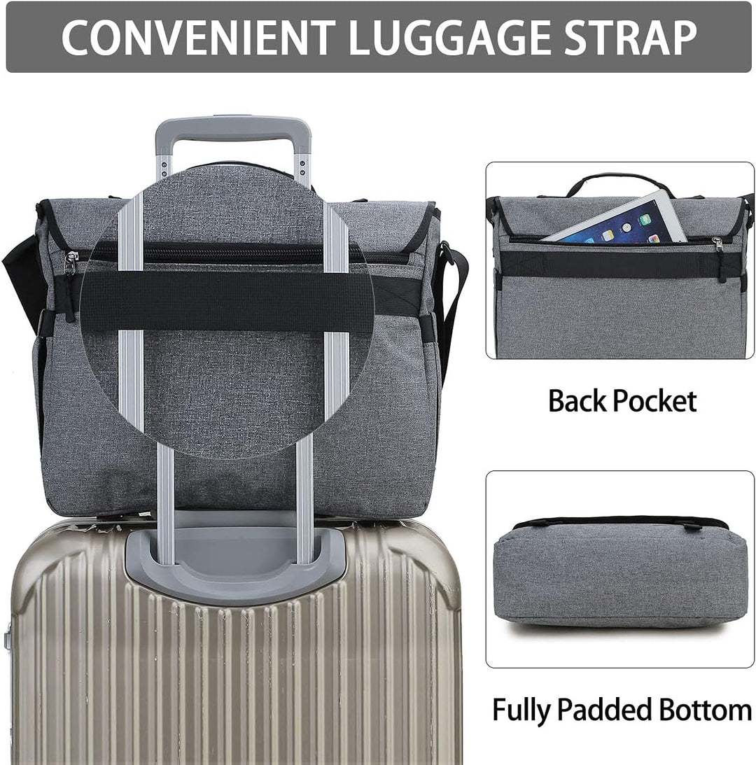 RAVUO Kuriertasche für Herren, wasserabweisend, leicht, 39,6 cm (15,6 Zoll) Laptop, Aktentaschen, Bu