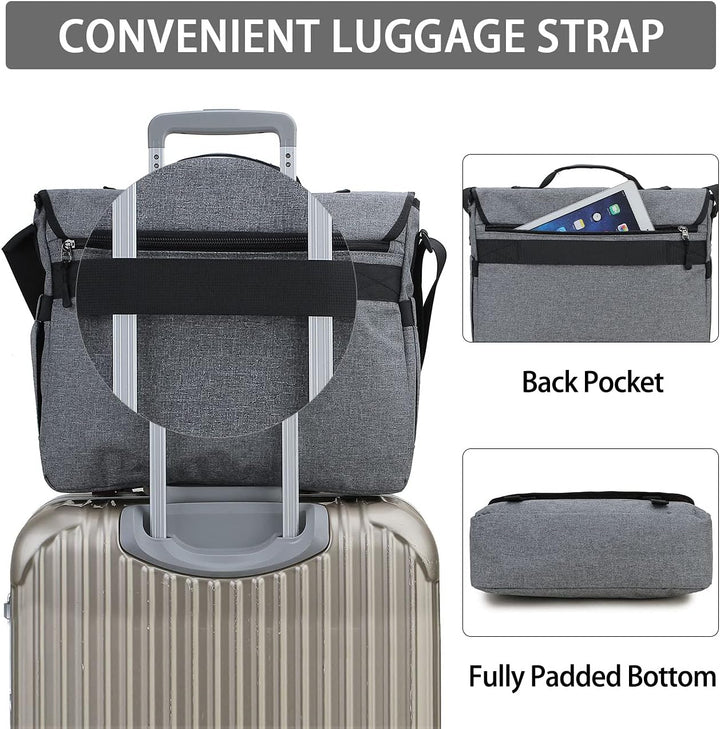 RAVUO Kuriertasche für Herren, wasserabweisend, leicht, 39,6 cm (15,6 Zoll) Laptop, Aktentaschen, Bu
