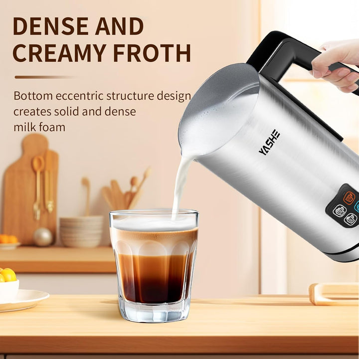 YASHE Milchaufschäumer, 240 ml Milchaufschäumer Elektrisch, 4-in-1 Edelstahl Milchschäumer, Antihaft