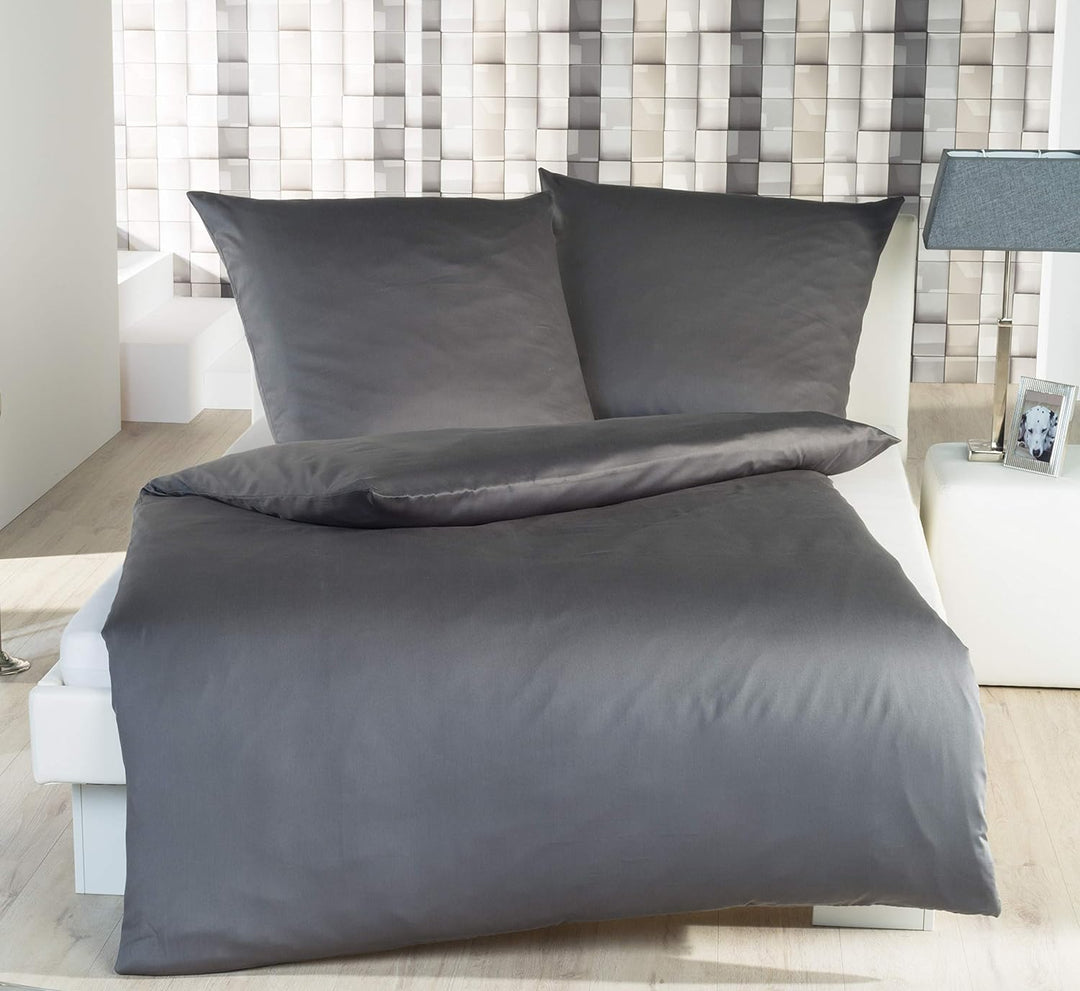 Brandsseller Baumwoll-Satin Bettwäsche Bettbezug Garnitur Set Martina - für Kopfkissen und Bettdecke