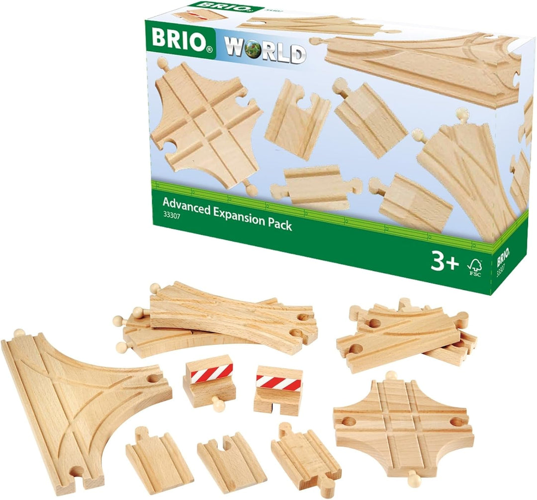 BRIO World 33307 Schienen- und Weichensortiment - 11 Weichen aus Buchenholz für die BRIO Holzeisenba