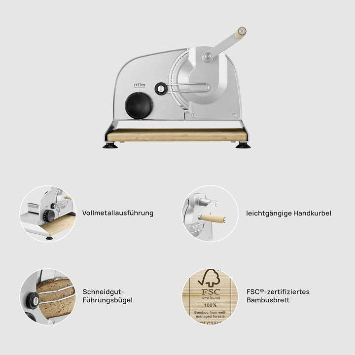 ritter Allesschneider amano 5, manueller Allesschneider mit leichtgängiger Handkurbel, made in Germa