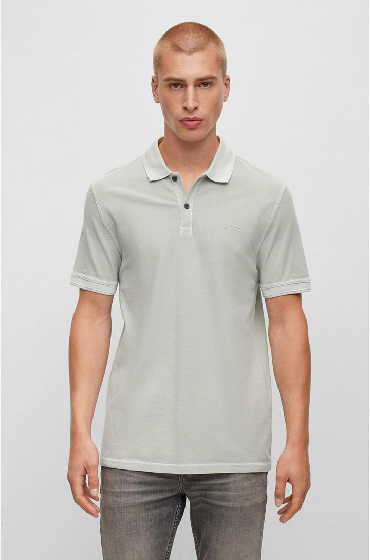 BOSS Herren Prime Slim-Fit Poloshirt aus Baumwoll-Piqué 4XL Silber, 4XL Silber