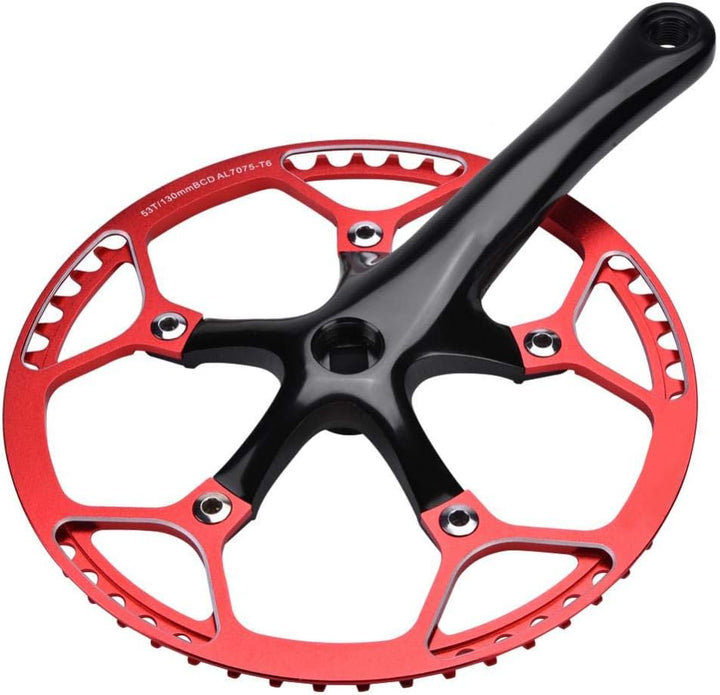 VGEBY1 Singlespeed Kurbelgarnitur, 53T Fahrrad Kurbelarm Aluminiumlegierung Hohl Integral Single Spe