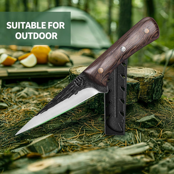 FULLHI Multi-color Holzgriff Full Tang Ausbeinmesser mit Scheide, High Carbon Steel Fishing Meat Sli