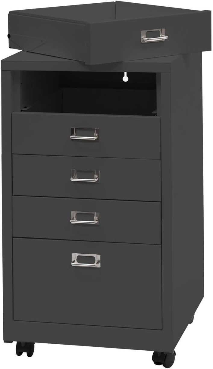 Mendler Rollcontainer HWC-L49, Schubladenschrank Stahlschrank Aktenschrank, Metall 75x40x41cm 5 Schu