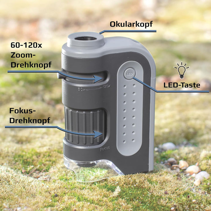 Carson MicroBrite Plus 60x-120x LED Taschenmikroskop mit asphärischem Linsensystem (MM-300) Single,