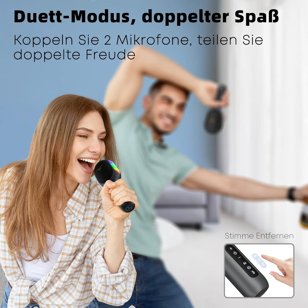 Karaoke Mikrofon, LED Drahtloses Bluetooth , Tragbare Kinder mit Musik Aufnahme, Begleitungsmodus, H