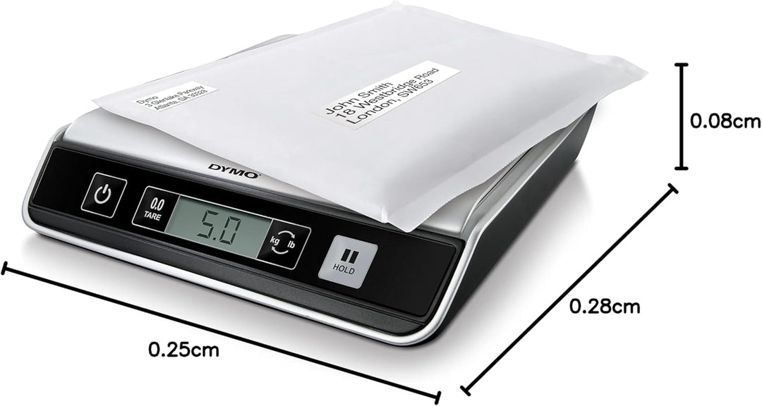 DYMO M10 Paketwaage | bis zu 10 kg | USB Briefwaage mit LCD-Bildschirm | 20 cm x 20 cm bis 10 kg, bi