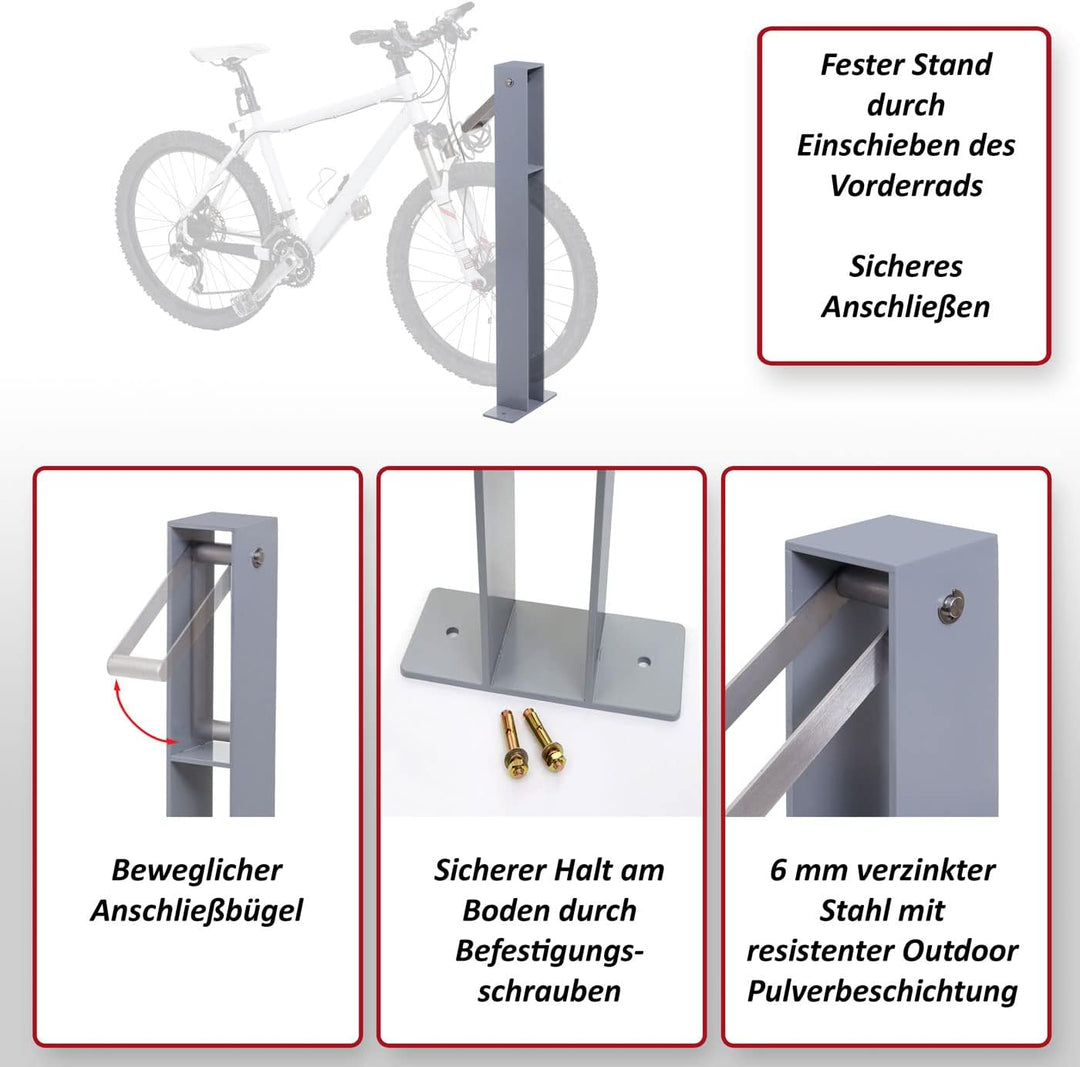 Mendler Fahrradbügel HWC-G20, Fahrradständer Anlehnbügel, verzinkter Stahl Outdoor-pulverbeschichtet