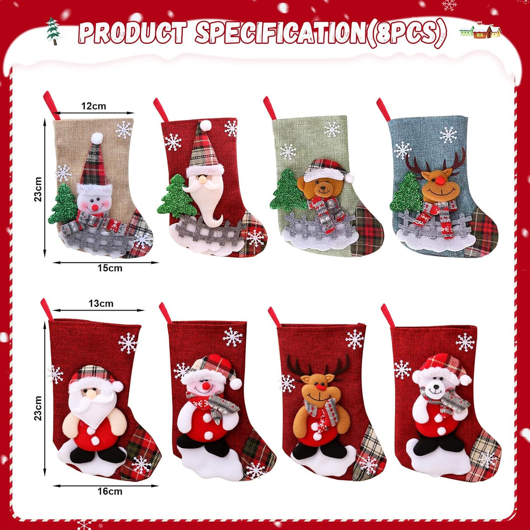 YUTUY Weihnachtsstrumpf Set 8 Stück Set,Gross Nikolausstiefel Nikolausstrümpfe sind Weihnachtsdekora