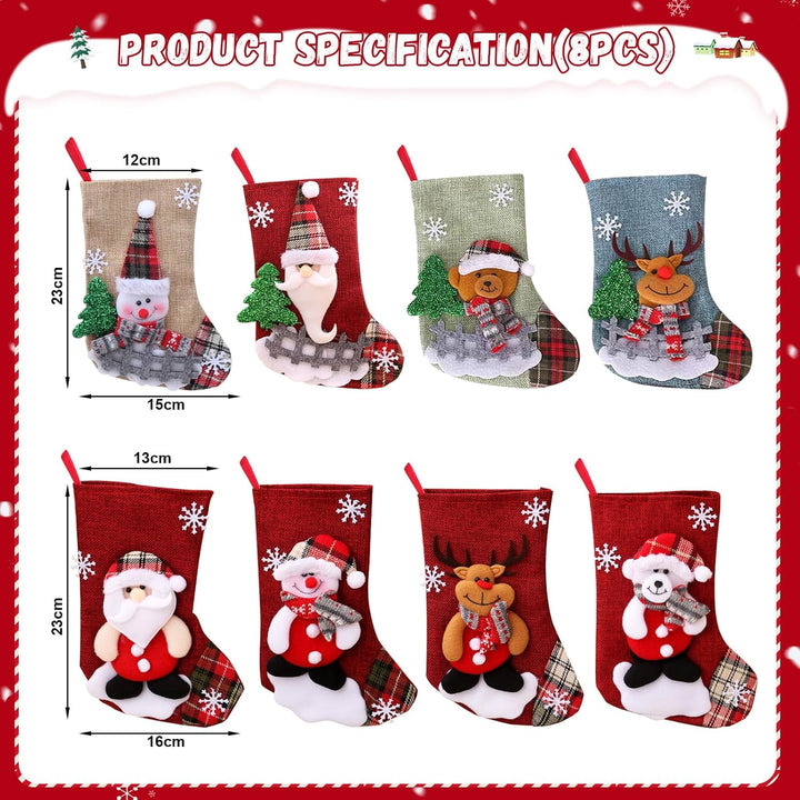 YUTUY Weihnachtsstrumpf Set 8 Stück Set,Gross Nikolausstiefel Nikolausstrümpfe sind Weihnachtsdekora