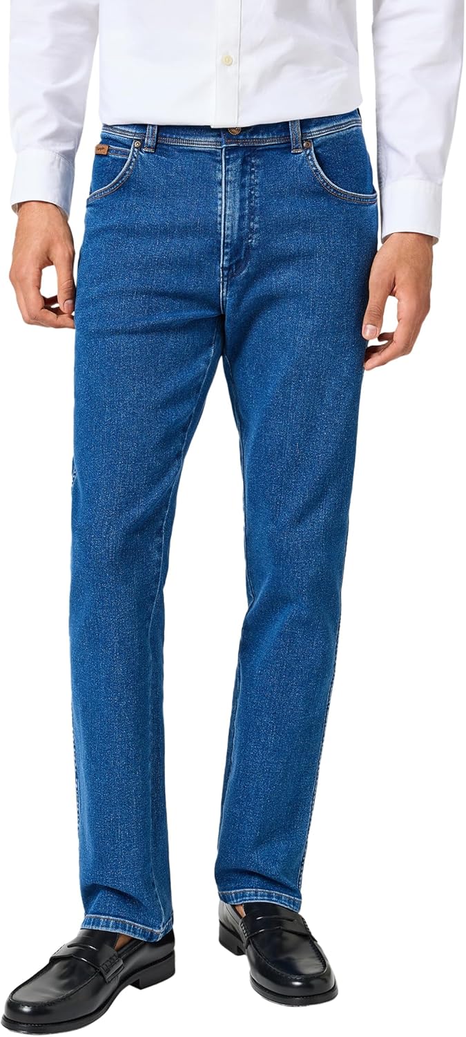 Wrangler Texas Stretch W121XU13M Herren Jeanshosen/Lang, Karotte (Tapered) 28W / 32L Midnight Shadow